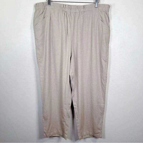 Caslon Womens Size XXlarge Pull On Linen Blend Beige Trouser - Picture 2 of 14